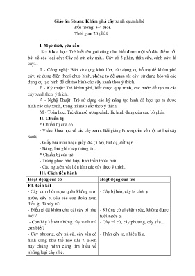 Giáo án Steam Mầm non Lớp Mầm - Đề tài: Khám phá cây xanh quanh bé