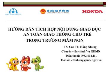 Hướng dẫn tích hợp nội dung giáo dục an toàn giao thông cho trẻ trong trường mầm non