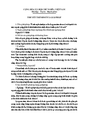 Kinh nghiệm dạy trẻ biết quan tâm chia sẻ với bạn bè và mọi người góp phần hình thành nhân cách cho trẻ mẫu giáo 5-6 tuổi
