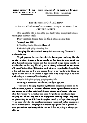Một số biện pháp giáo dục kỹ năng phong tránh tai nạn thương tích cho trẻ 4-5 tuổi