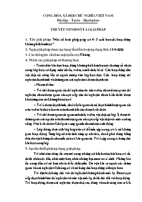 Một số biện pháp giúp trẻ 4- 5 tuổi học tốt hoạt động khám phá khoa học