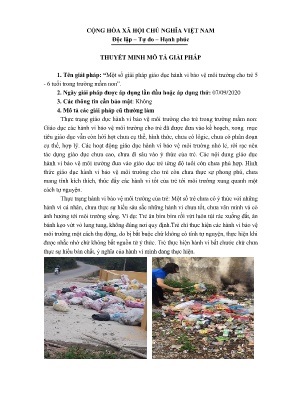 Một số giải pháp giáo dục hành vi bảo vệ môi trường cho trẻ 5-6 tuổi trong trường mầm non