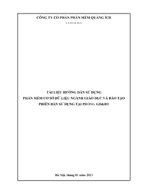 Tài liệu hướng dẫn sử dụng phần mềm cơ sở dữ liệu ngành giáo dục và đào tạo phiên bản sử dụng tại phòng GD&ĐT