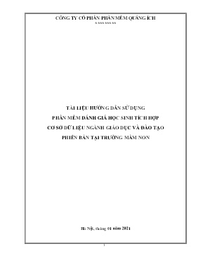Tài liệu hướng dẫn sử dụng phần mềm đánh giá học sinh tích hợp cơ sở dữ liệu ngành giáo dục và đào tạo phiên bản tại trường mầm non