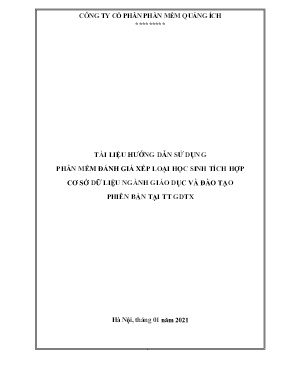 Tài liệu hướng dẫn sử dụng phần mềm đánh giá xếp loại học sinh tích hợp cơ sở dữ liệu ngành giáo dục và đào tạo phiên bản tại trung tâm GDTX